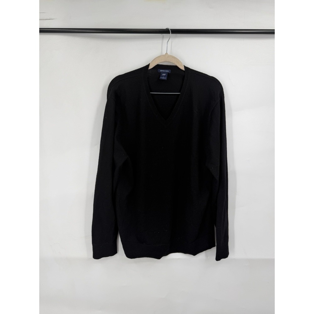 Y2K VTG Gap Merino Wool Sweater Men‎ SZ L Blue Crew Neck Vintage Knit Preppy